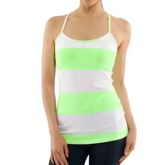 Lululemon Power Y Tank Top Luon Light Bold Stripe Zippy Green  Women's size 8 - Picture 3 of 8